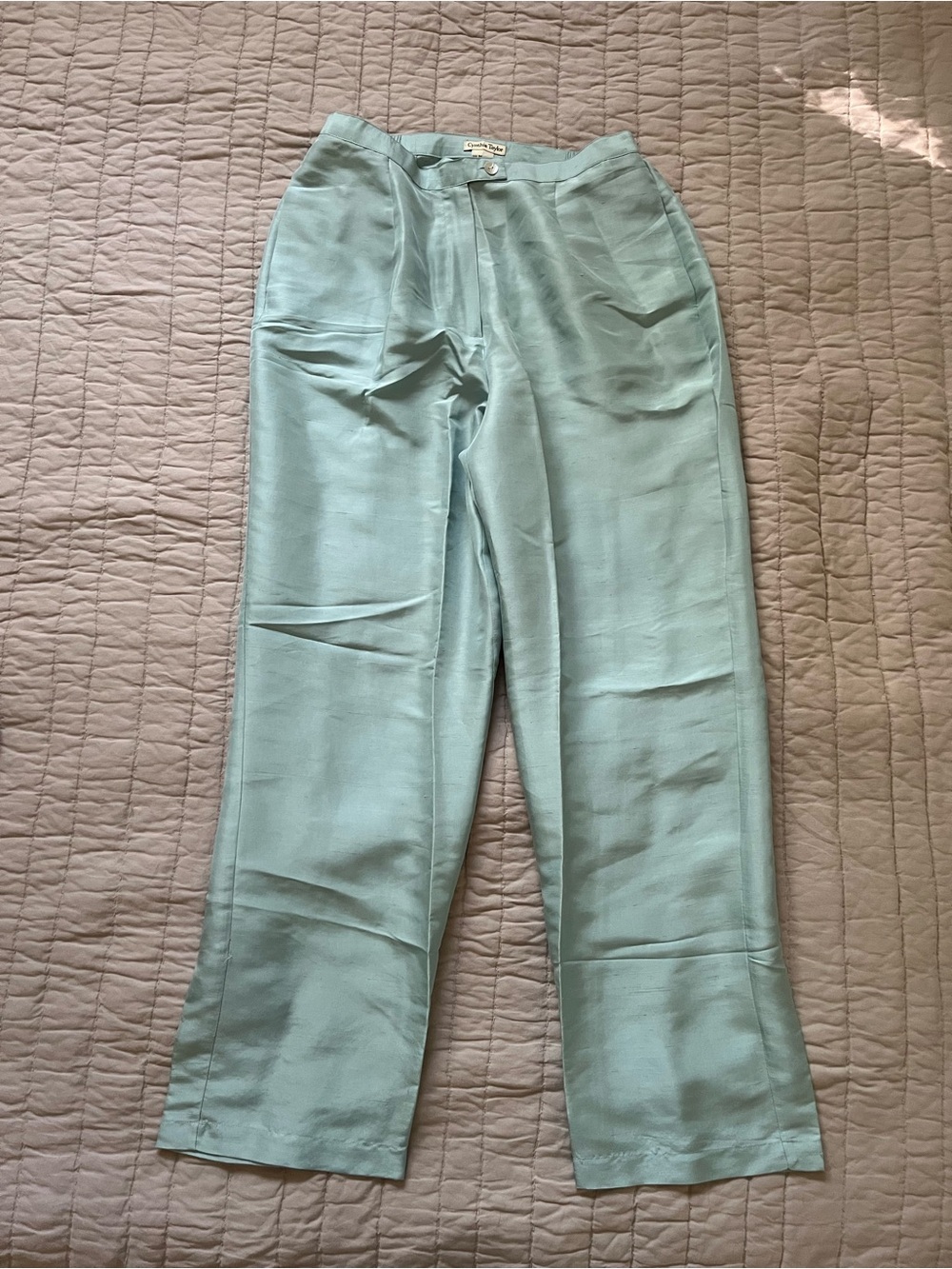 Cynthia Taylor 100 Silk Sea Glass Green Trouser Pant